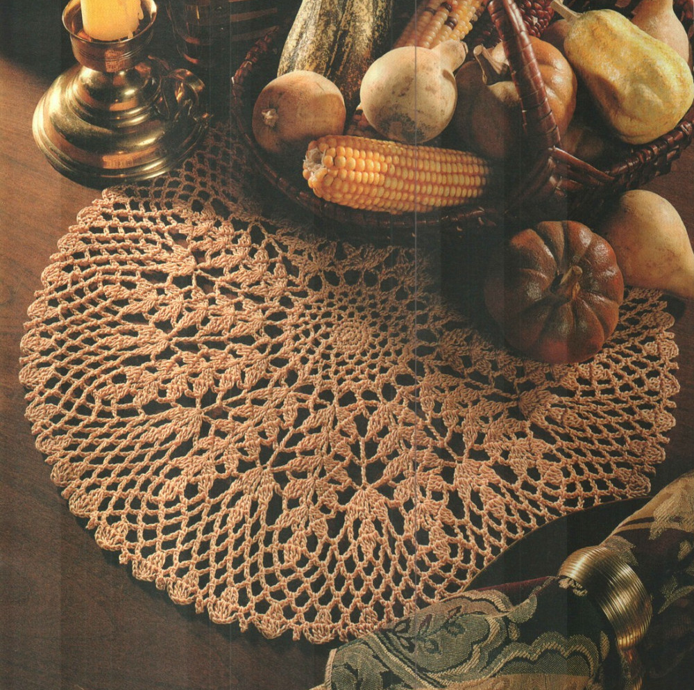 THANKSGIVING DOILY 14" HOME DECOR CROCHET PATTERN INSTRUCTIONS