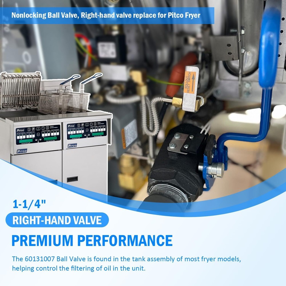 Ball Valve 1-1/4" Right for Pitco - Part# 60131007