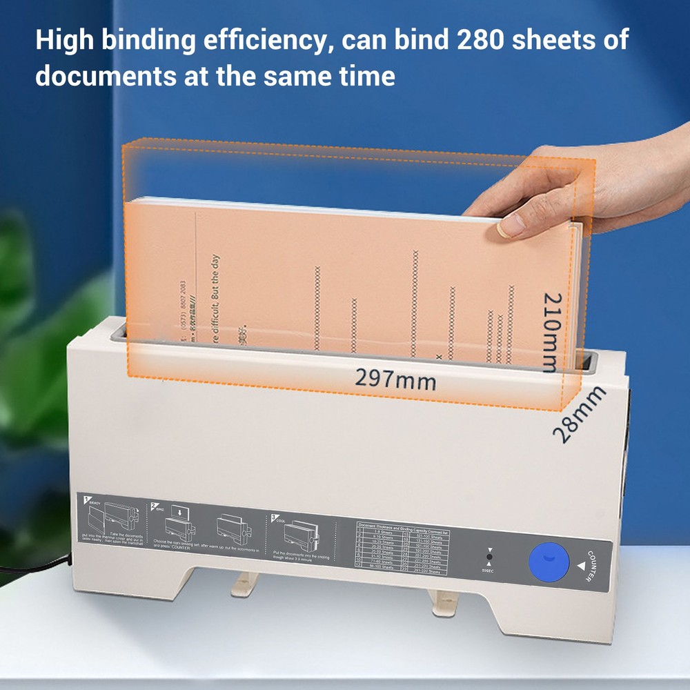 2-Thermal Binding Machine 280 Sheets Capacity Book Binder For A4 A5 Paper
