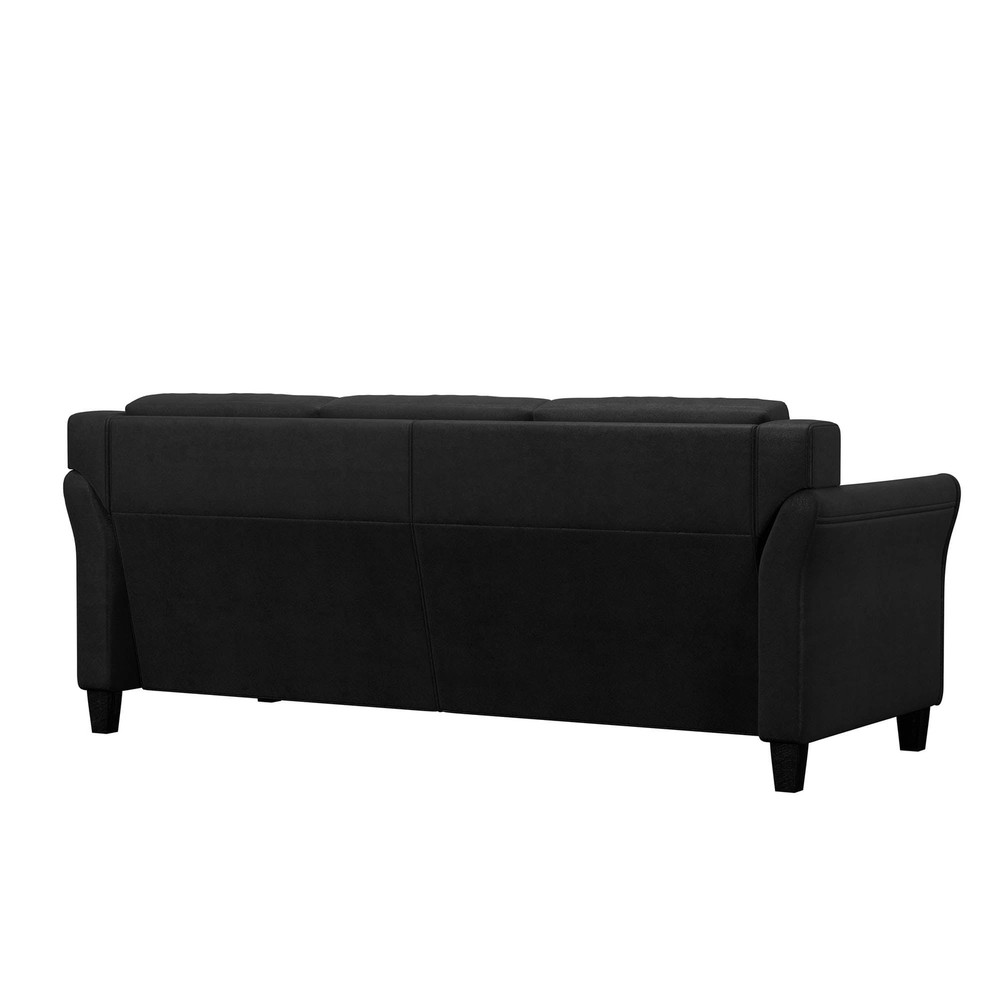 Taryn Curved Arms Sofa, Black Fabric