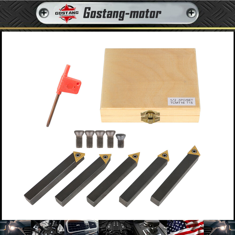 1/2 " lathe indexable carbide insert + turning tool bit holder kit 5-piece