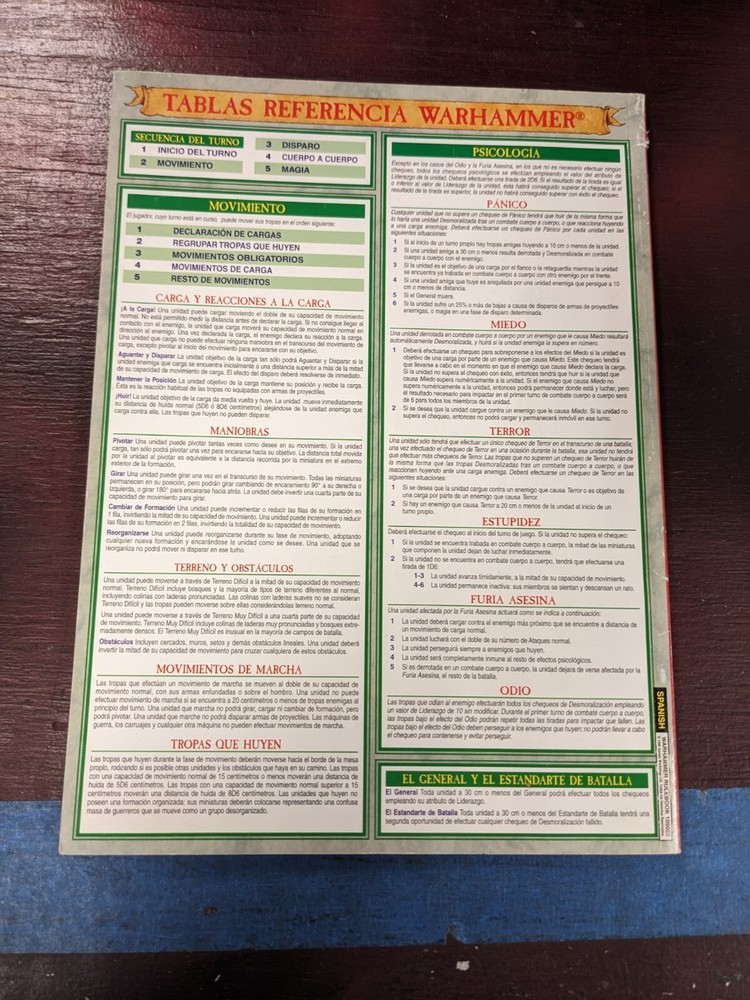 Spanish Warhammer Fantasy Rulebook Reglamento 1996