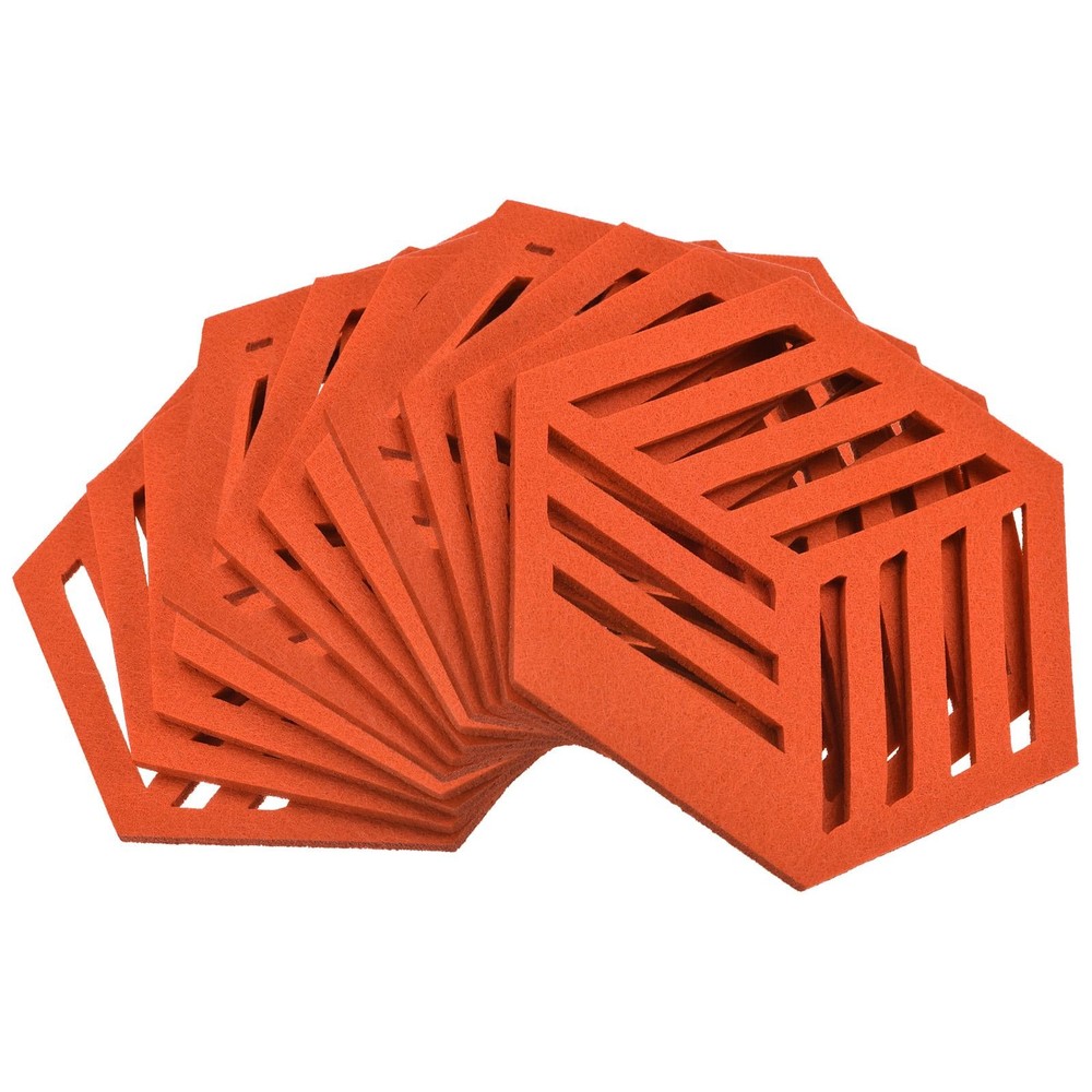 Felt Coasters 12pcs Hexagonal Mat Tampons Coasters, Orange
