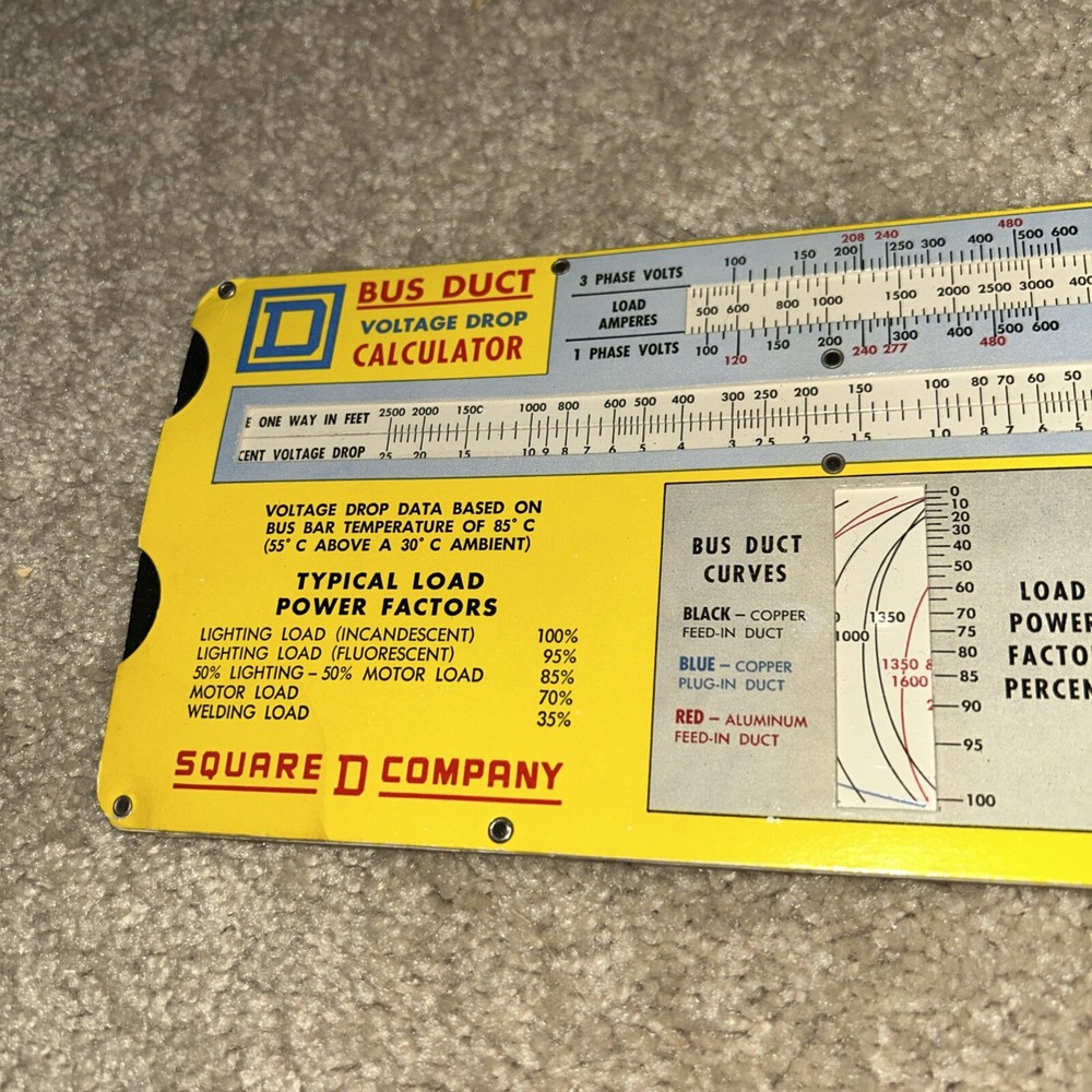 1958 SQUARE D BUS DUCT & WIRE VOLTAGE DROP CALCULATOR