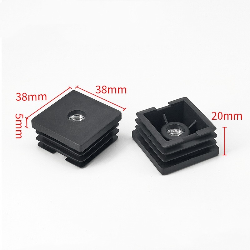 4Pcs 1.5"x1.5" Caster Insert with Thread, Square M8 Thread for Furniture