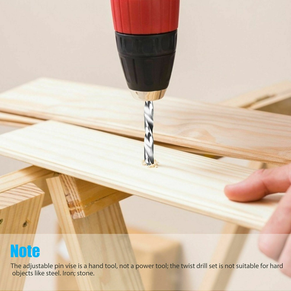 59 Pcs Precision Pin Vise Tools Mini Micro Hand Twist Drill Bits Set Rotary Kit