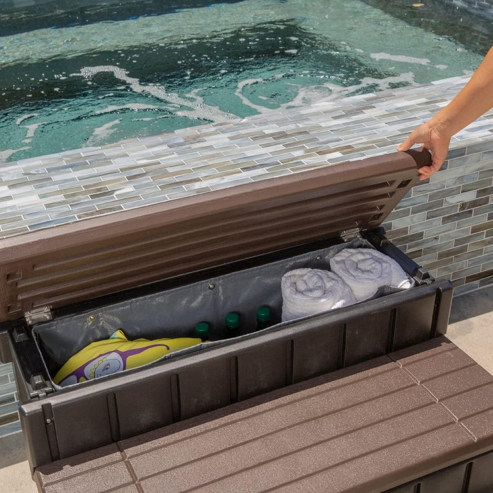 Brown/Black Slip-Resistant Spa Steps with Storage – Easy Assembly, Safe Home