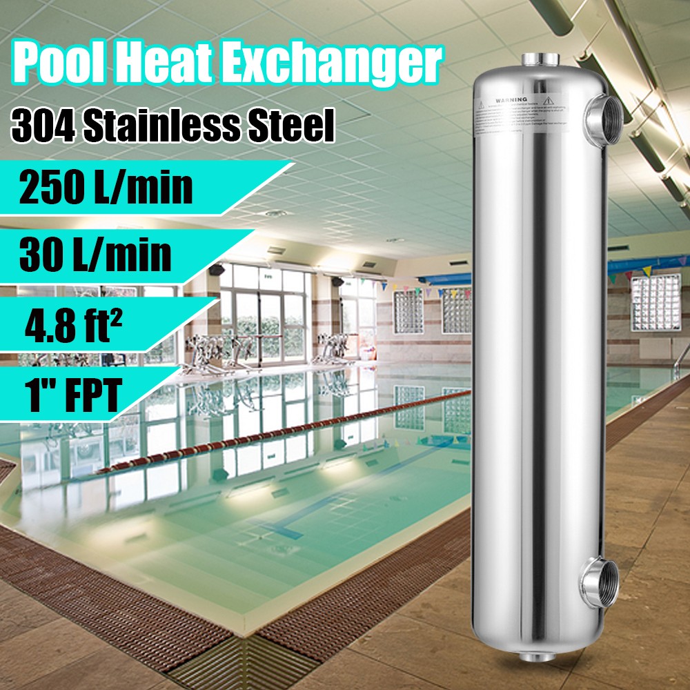Swimming Pool Heat Exchanger 200 kBtu/hour 1"+1 1/2" FPT 304 Stainless Steel
