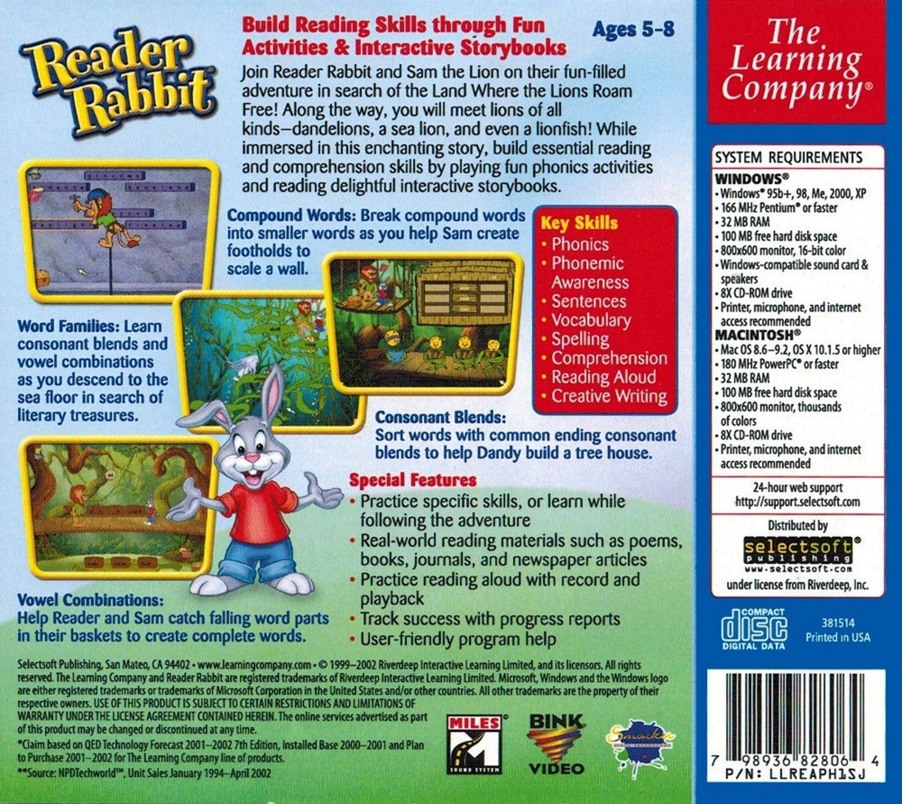 Reader Rabbit Learn to Read Phonics 1st - 2nd Ages 5-8 Learning Company Sealed
