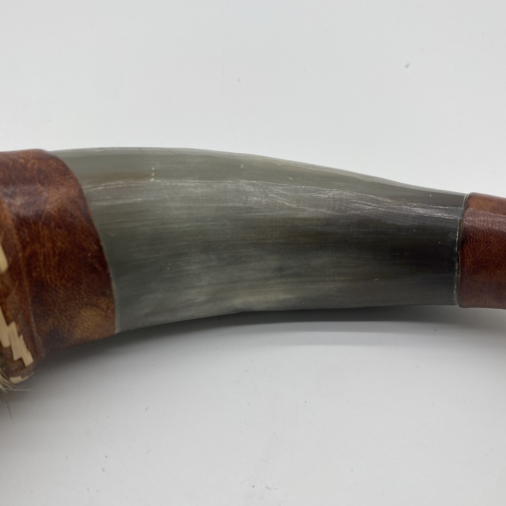 Vintage Powder Horn Muzzleloader with Leather Straps Hand Crafted