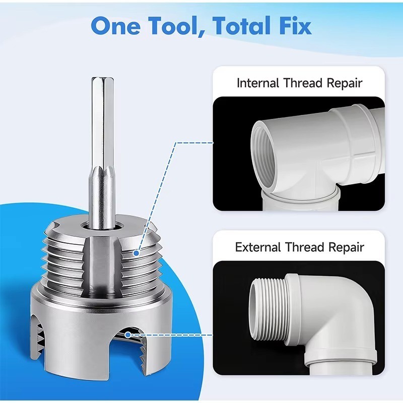 PVC Pipe Threading Tool Kit Internal & External Pipe Threader 3 PC Set