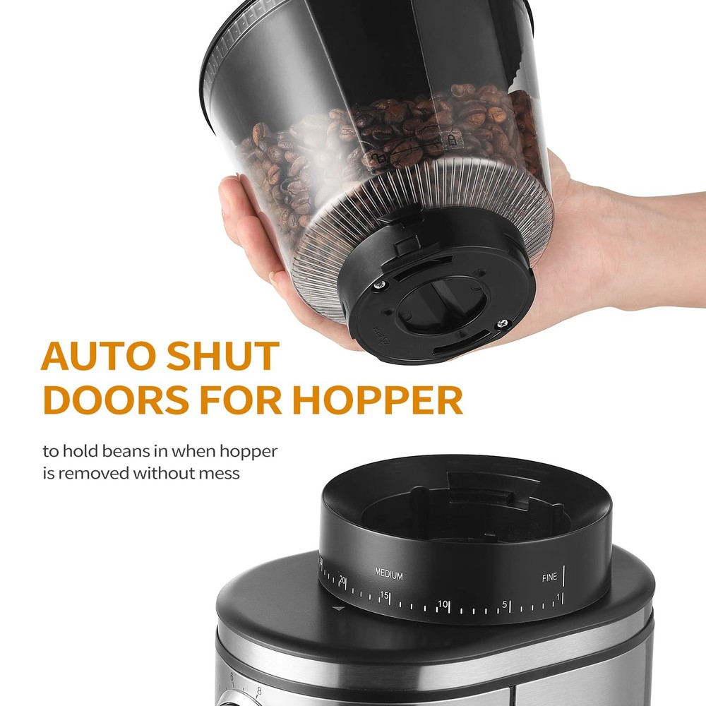 Burr Coffee Grinder, Electric Conical Coffee Bean Grinder With 30 Adjustable ...