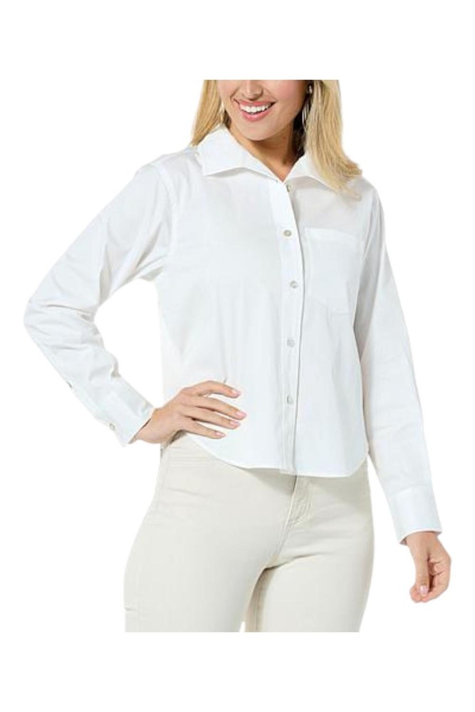 WynneLayers Women's Button-Up Poplin Shirt Cloud