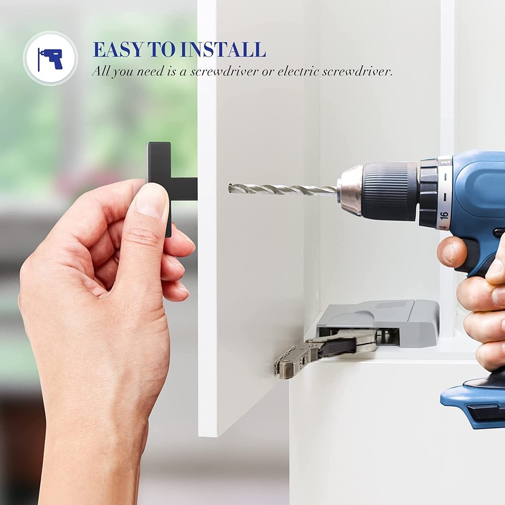 10 Pack Black Square Bar Cabinet Knobs 2 Inch Square Cabinet Pulls Matte Blac...