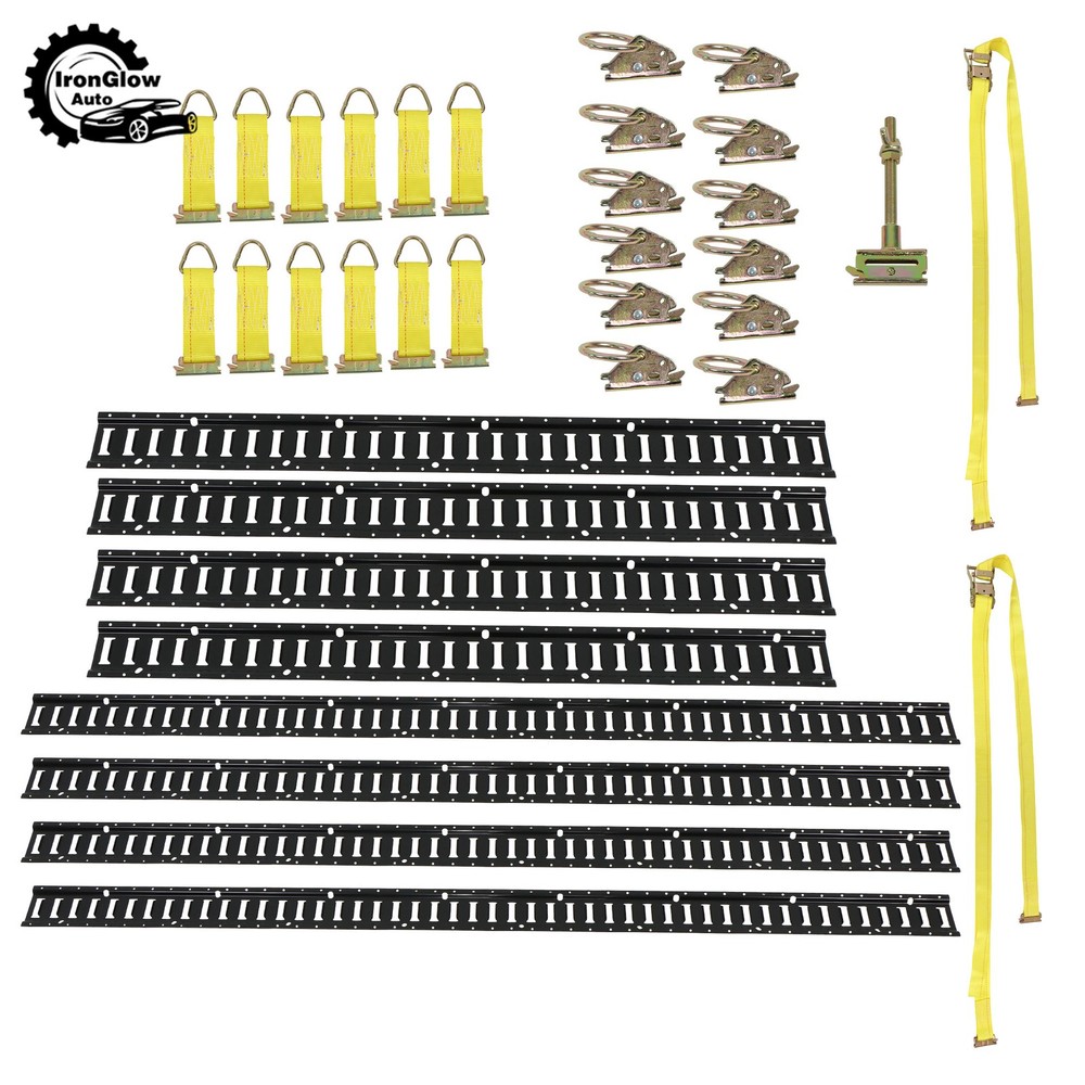 35 Pack Multi-Length E Track Rails Black Matte Finish With Tie Down Accessories