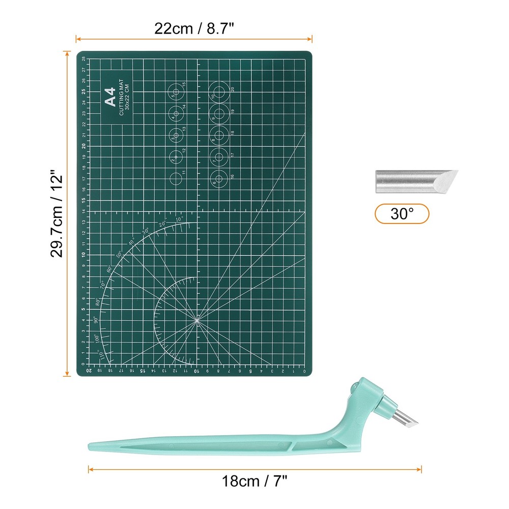 Craft Cutting Tools 30 Degree Blades 360° Rotating Blade with Mat, Light Blue