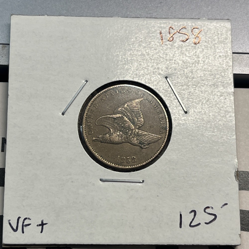 1858 Flying Eagle Cent VF+ Coin