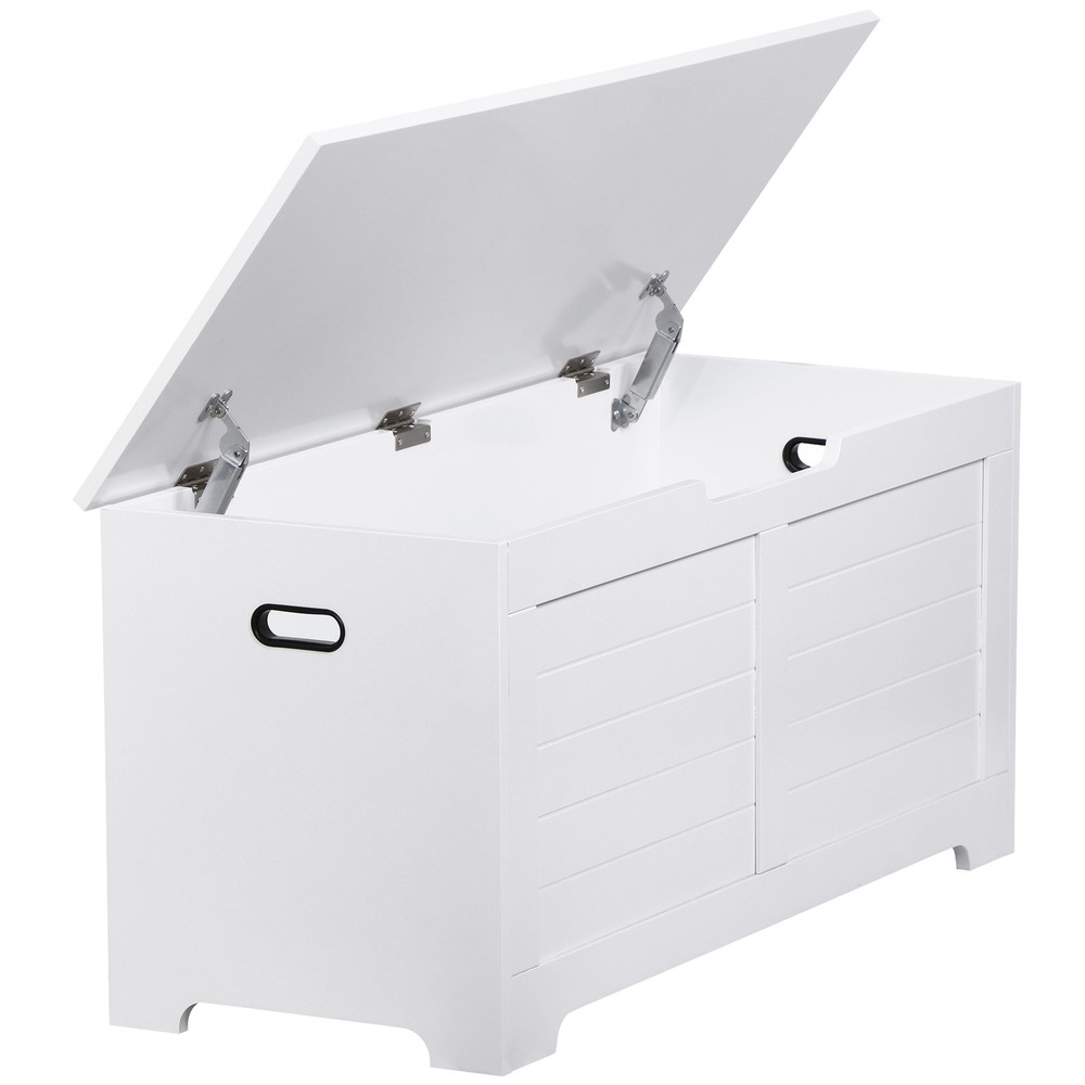 Storage Chest Storage Trunk with 2 Safety Hinges Storage Bench Shoe Bench White
