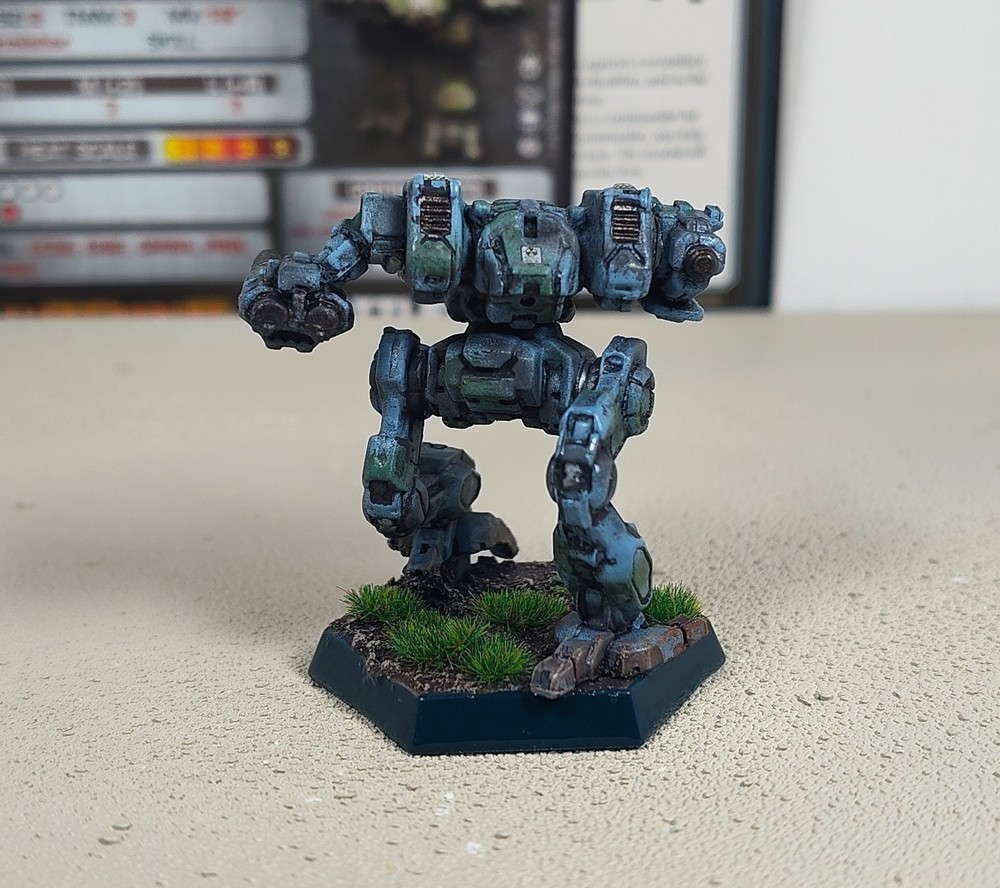 Battletech Pro-Painted Black Lanner With Pilot And Mech Cards
