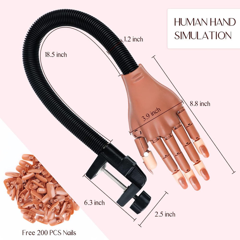 Practice Hand for Acrylic Nails, Flexible Moveable Fake Hands