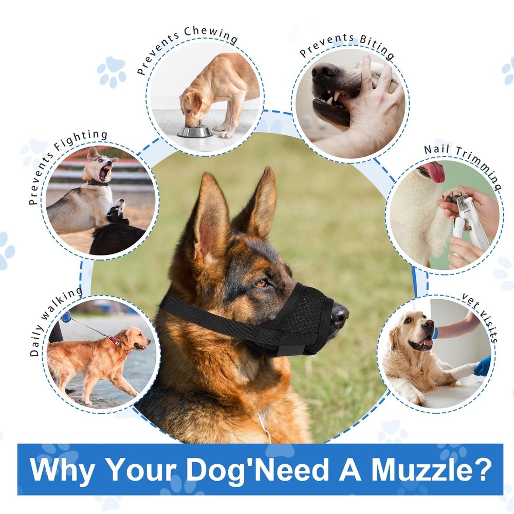 5-Pack Soft Basket Dog Muzzle - Adjustable Strap to Prevent Biting, Barking &...