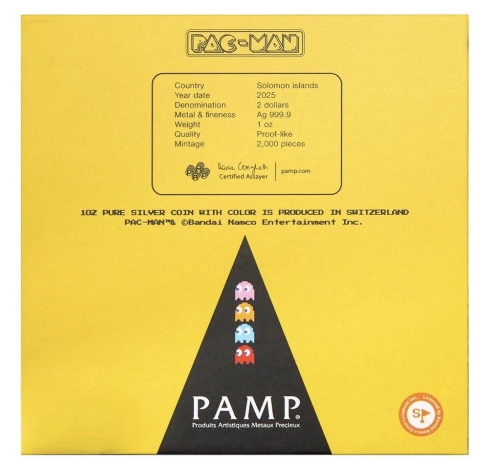 PAMP PACMAN 1oz SILVER 2 DOLLARS SOLOMAN ISLAND