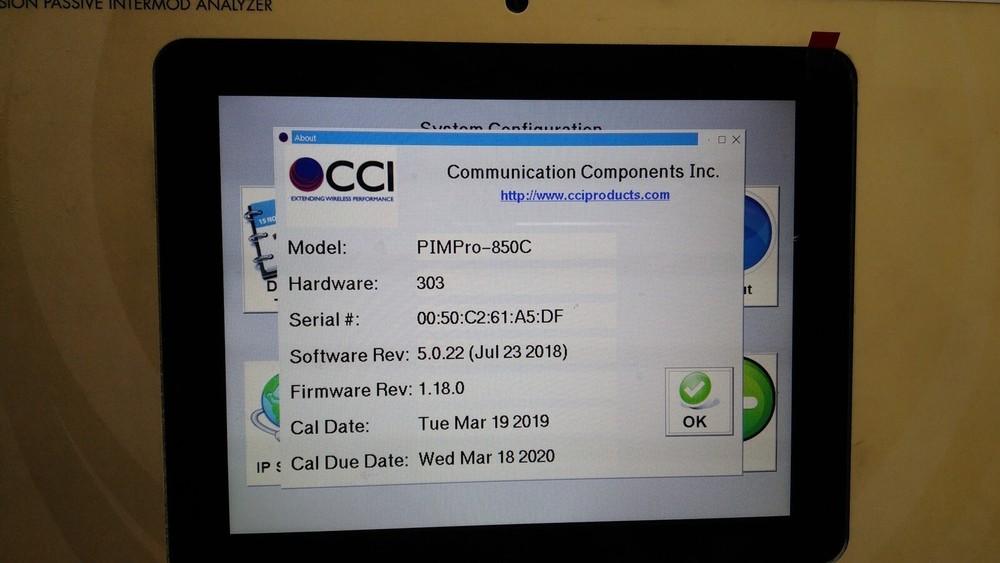 [Used] CCI / PimPro850 / Precision Passive Intermod Analyzer, 1pcs
