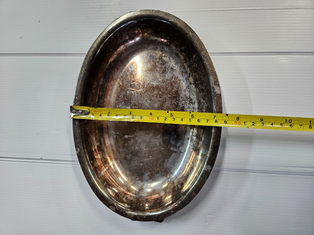vintage Silver Plate Serving Tray Footed with Handles