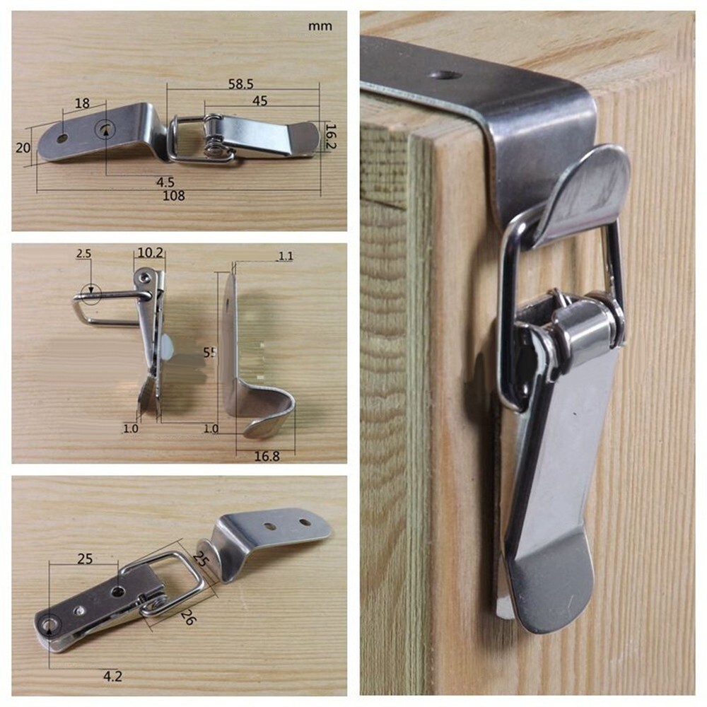 4pc 90?? Stainless Steel Spring Loaded Draw for TOGGLE Latch Clamp Clip Set