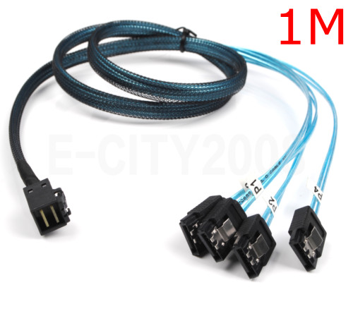 2x Mini SAS SFF-8643 to 4 SATA 7pin hard disk 6Gbps data Server Raid Cable 1m US