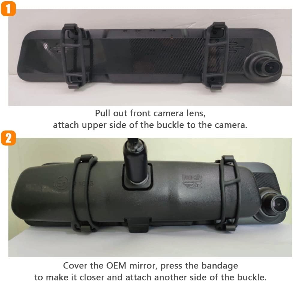 WOLFBOX Mirror Dash Cam Mounting Straps Suitable for Camera Black