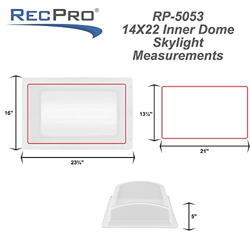 RV Skylight Inner Dome with Clear Window | 14" x 22" Universal Inner Skylight