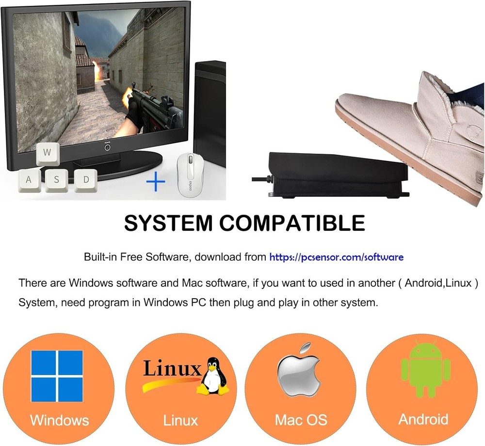 2023 Upgraded USB Foot Pedal - Programmable Single Switch for Gaming & Streaming