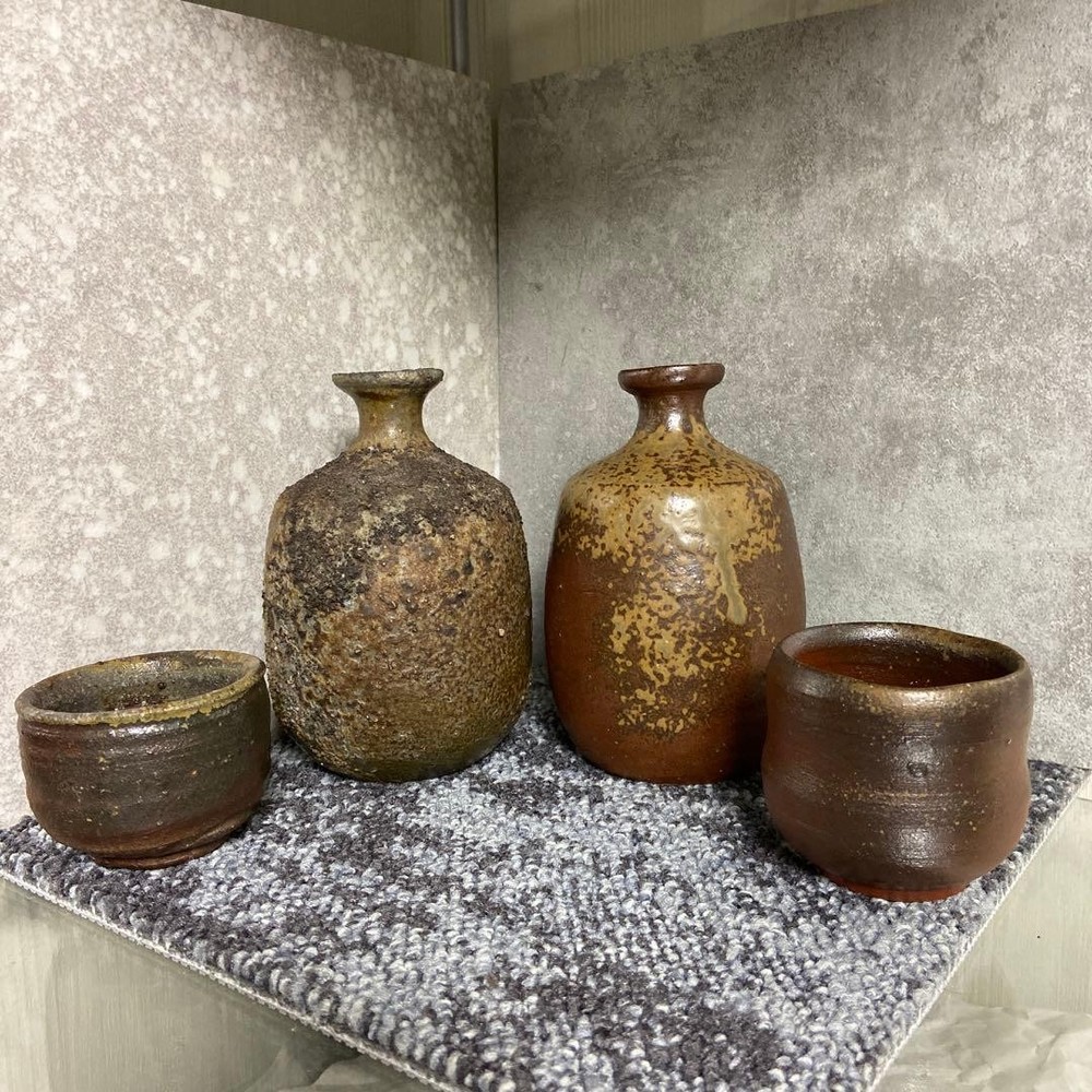 Bizen ware sake set Y sake bottle sake cup