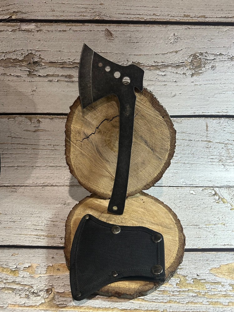 Master USA Stonewashed One Hand Throwing Axe  11" w/ Nylon Sheath