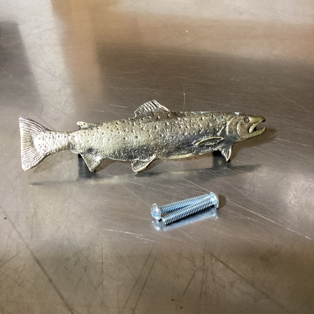 Fish Trout Shape Style Brass Cabinet Drawer Pull 5”