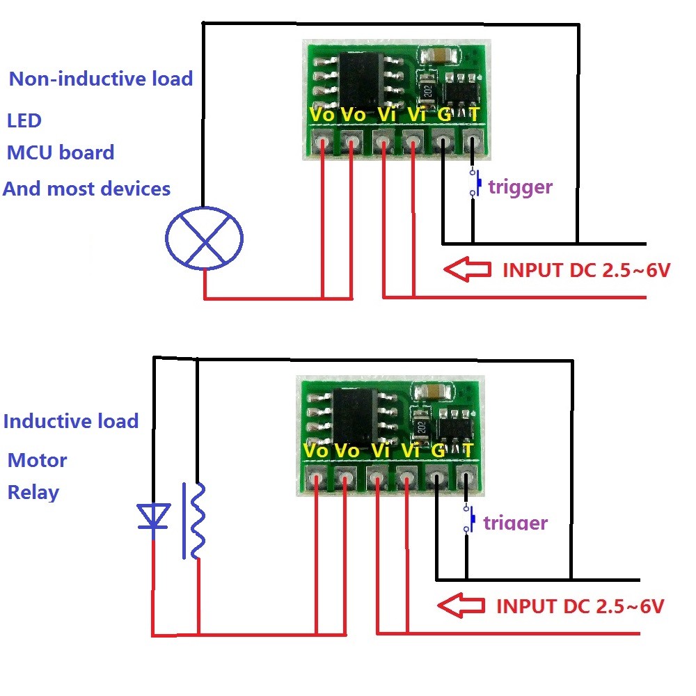 2.5V-6V 6A Flip-Flop Latch Bistable Self-locking Trigger Switch Module