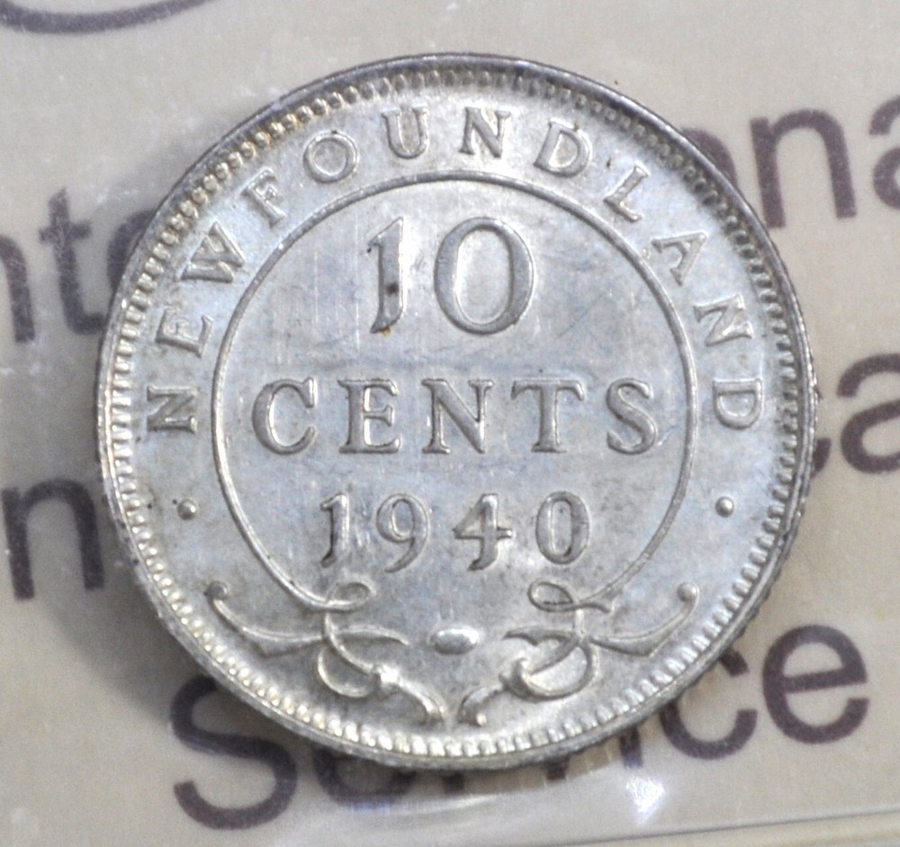 1940 Newfoundland 10 cents ICCS graded MS-60