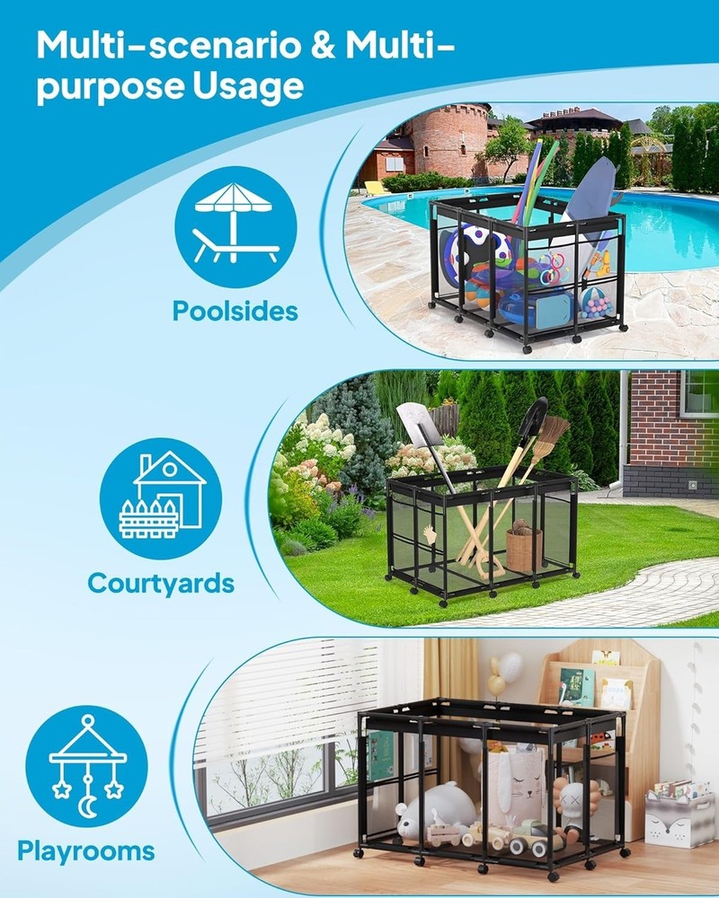 Pool Storage Bin XX-Large, Nylon Mesh Pool Float Storage Organizer for Noodle...