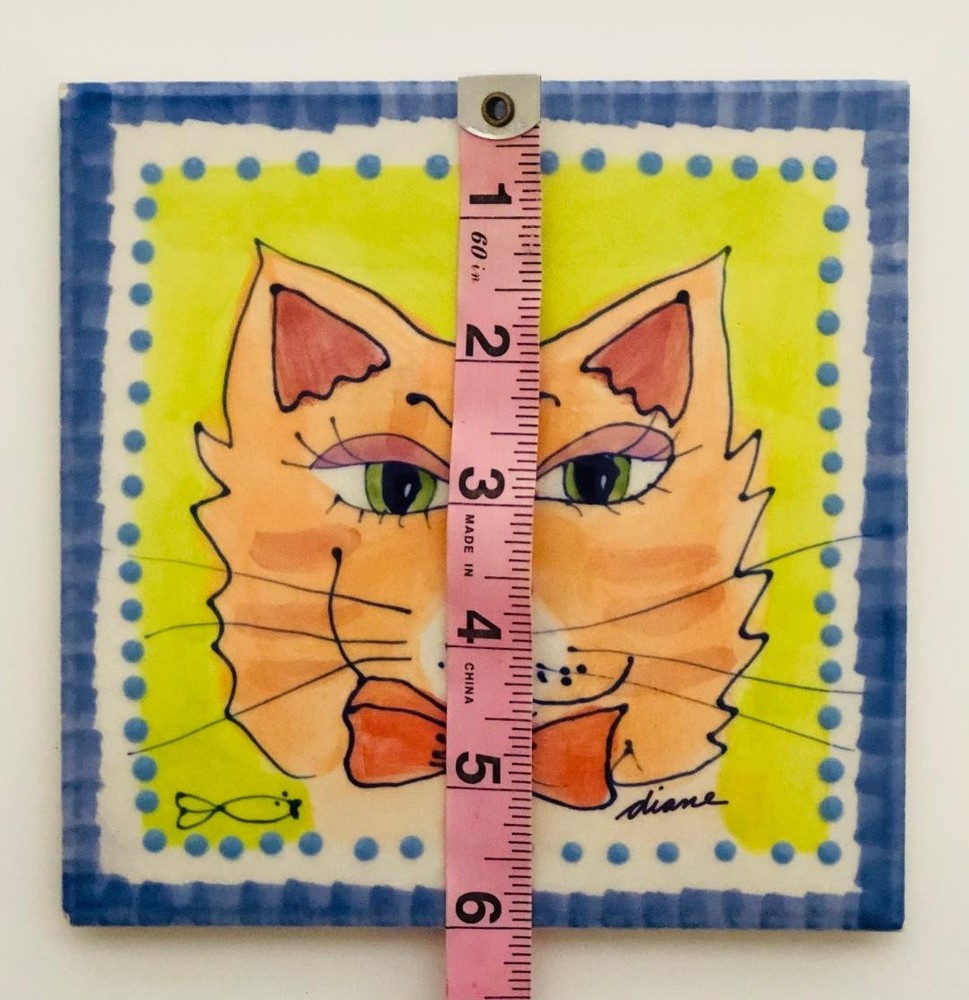 DIANE ARTWARE Wall Tile / Trivet "Cat" 6x6