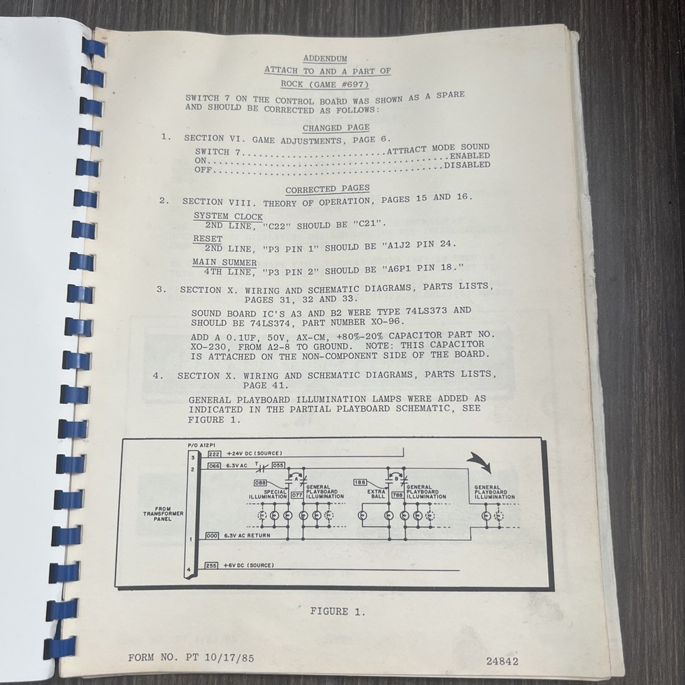 Vintage Original Rock Premier Technologies Pinball Instruction Manual