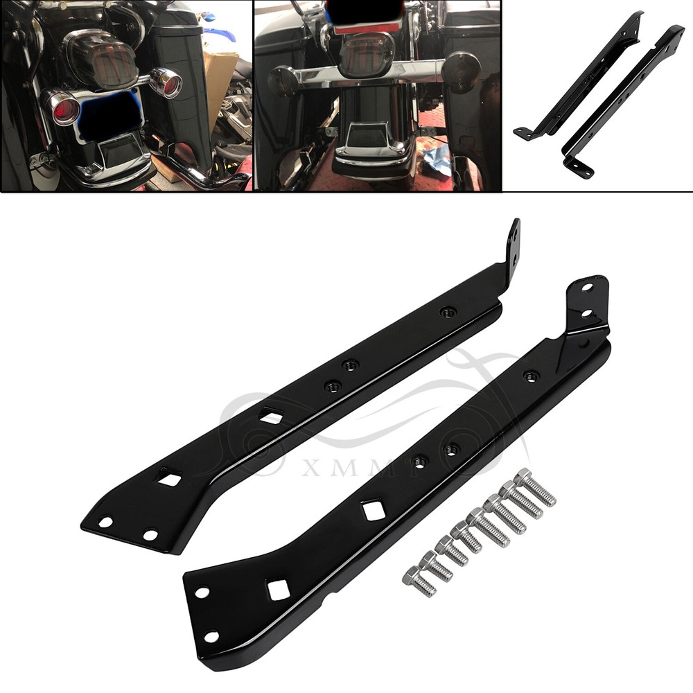 Black Saddlebag Rail Support Brackets For Harley Electra Glide FLHTC Road King