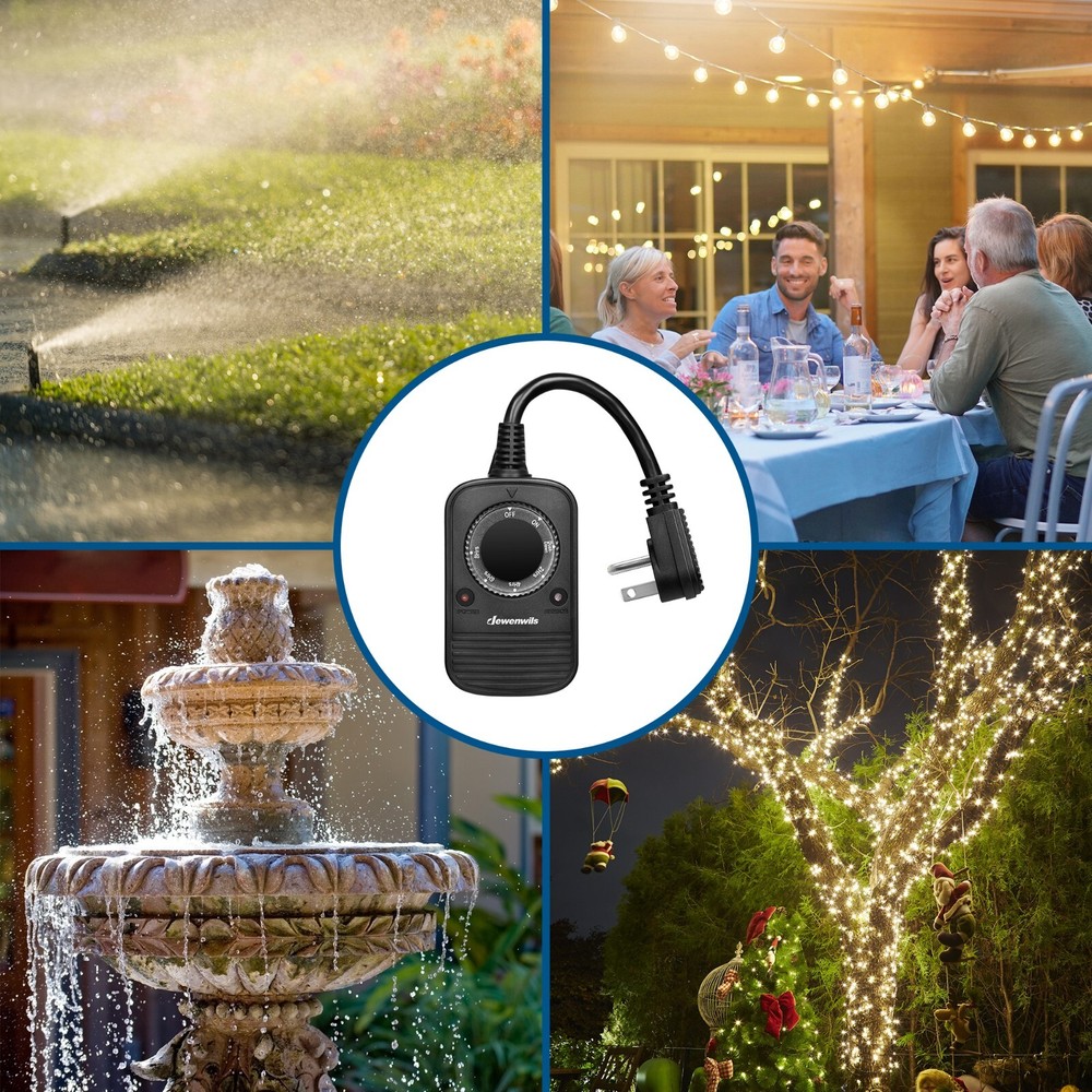 DEWENWILS 2 Pack Light Sensor Countdown Timer Outlets Plug in Outdoor Timer