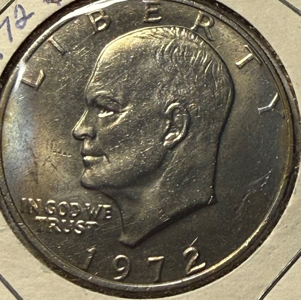 1972 Ike Dollar- light rainbow toning