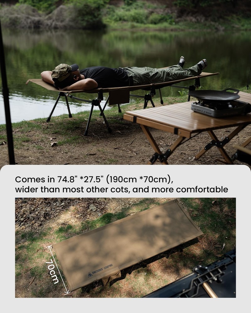 SUPRANUBIS Camping Cot, Height Adjustable with Cot Leg Extenders, Strong Supp...