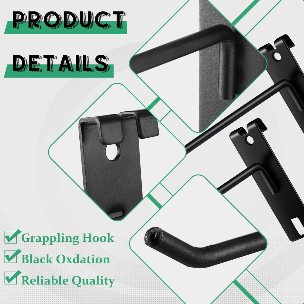 40 Pcs Metal Gridwall Hooks 4/6/8/10 Inch Display Hooks For Grid Wall Panel Blac