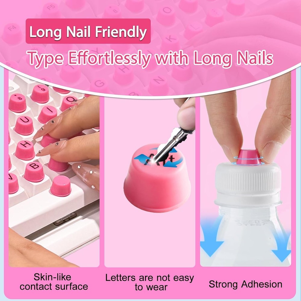 Keyboard Sticker for Long Nails with Letters: Keyboard Bubbles for Long Nails -