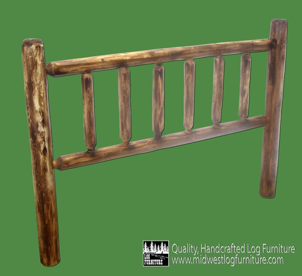 Log Headboard ~ Full ~ Torched Cedar | Solid Wood | Amish-Made | Free Shipping