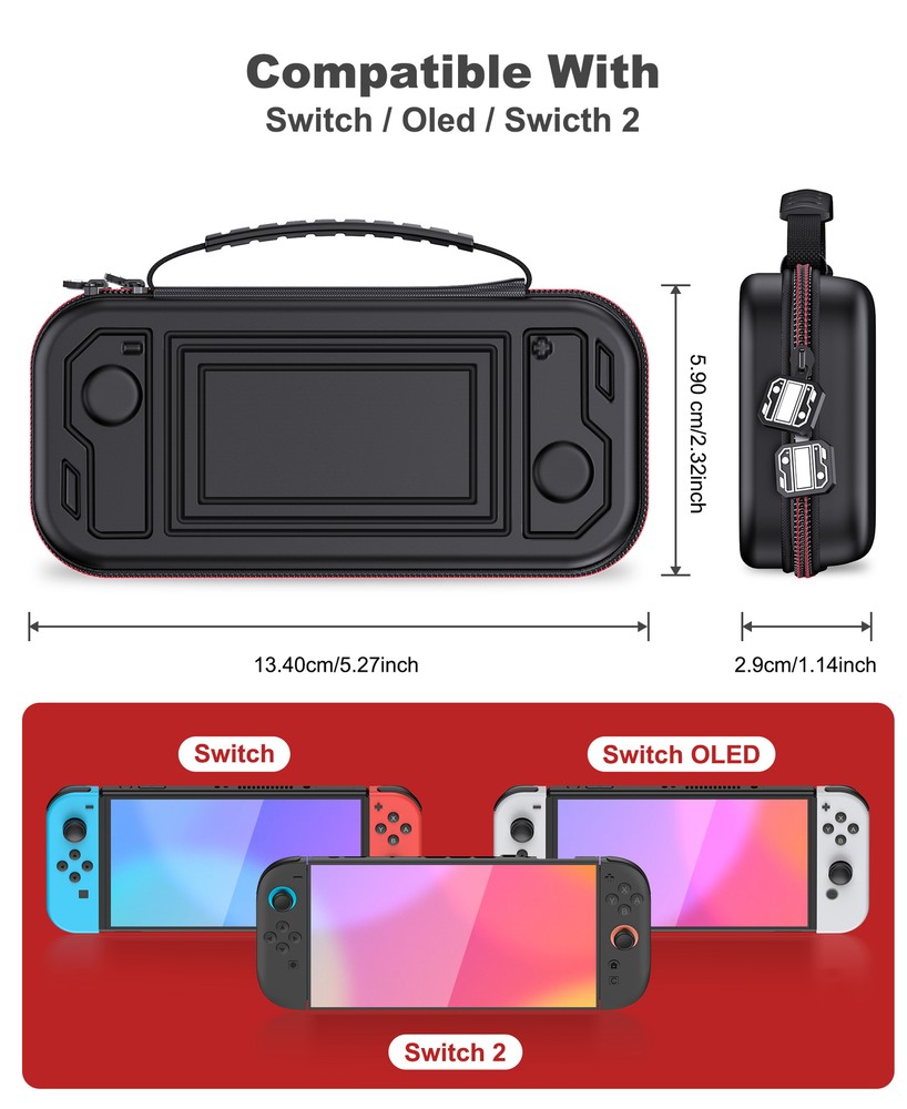 Switch Carrying Case Hard Shell Protective for Nintendo Switch 2 Accessories