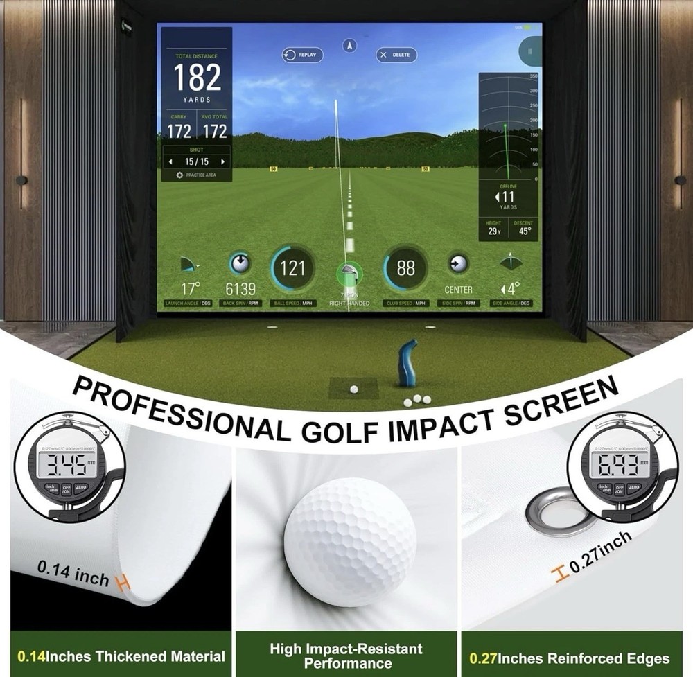 Fireproof Golf Simulator Impact Screen, 3D Air Mesh Impact Screen for Golf Train